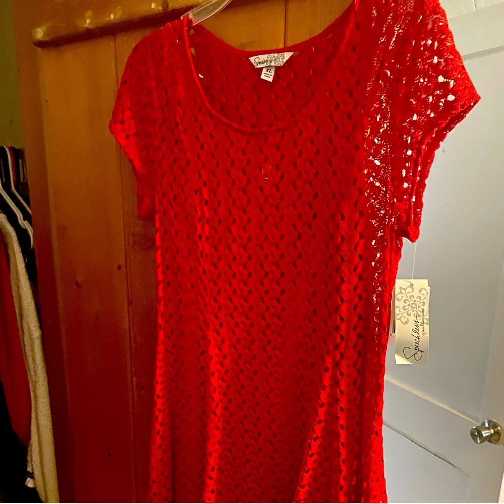 Red eyelet dress